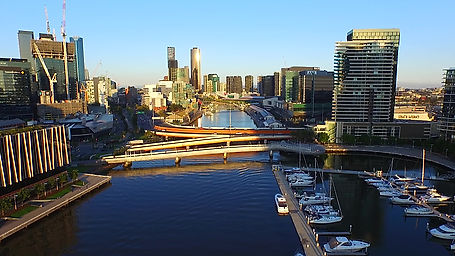 Yarra River Aerial Footage with Melbourne CBD